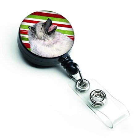 TEACHERS AID Keeshond Candy Cane Holiday Christmas Retractable Badge Reel TE755304